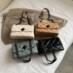 Quilted Chain Shoulder Crossbody Bag for Women Small PU Lock Bag