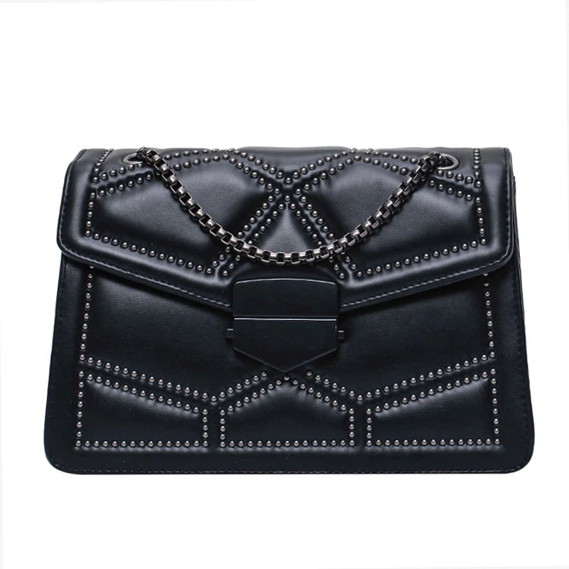 Rivet Chain Shoulder Crossbody Bag Women PU Evening Clutch Small Handbags