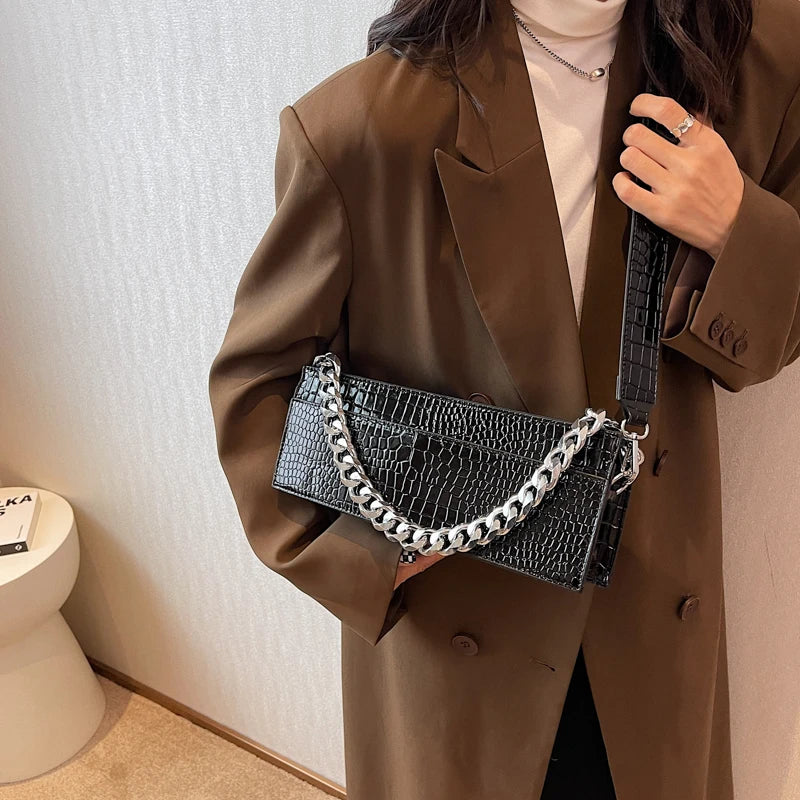 Women's Leather Shoulder Side Bag Small Crossbody Chain Purse