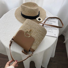 Straw Bucket Bag for Women Summer Crossbody Travel Purse Shoulder Bag
