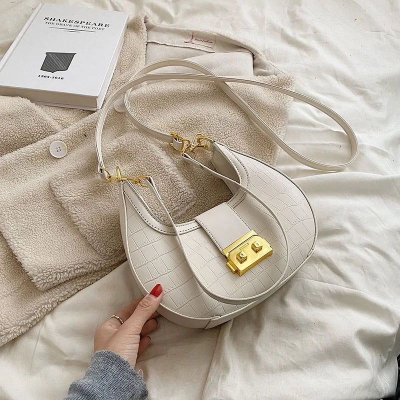 Vintage Stone Pattern Shoulder Side Bag for Women