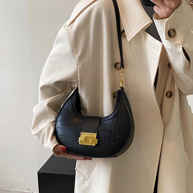 Vintage Stone Pattern Shoulder Side Bag for Women