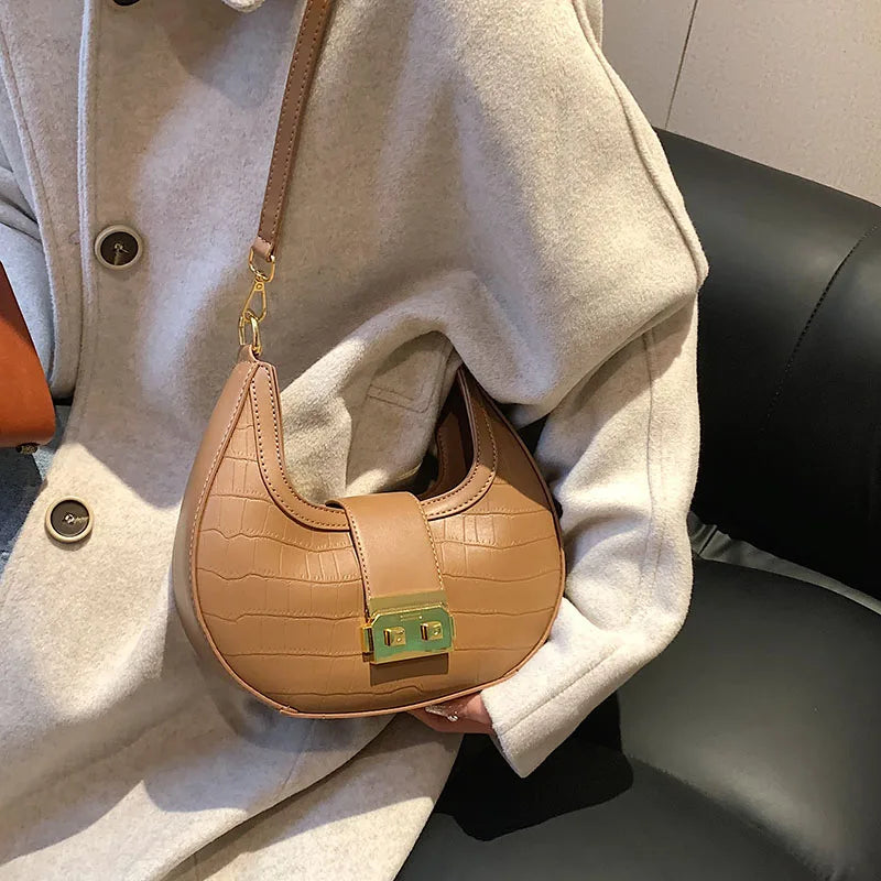 Vintage Stone Pattern Shoulder Side Bag for Women