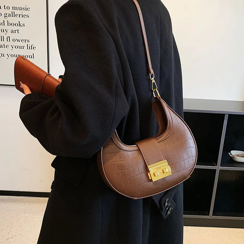 Vintage Stone Pattern Shoulder Side Bag for Women