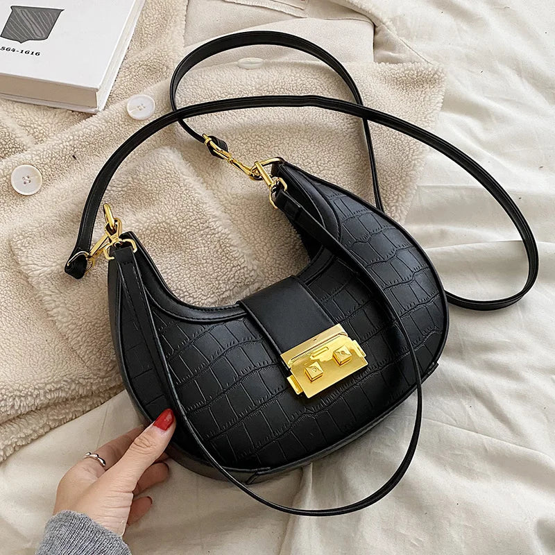 Vintage Stone Pattern Shoulder Side Bag for Women