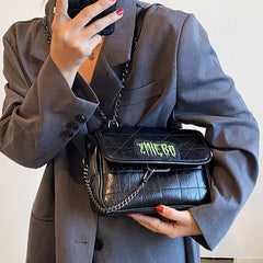 Small Metallic Top Handle Crossbody Bag Quilted Chain Handbag Purse