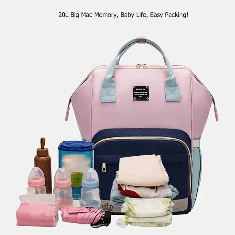 LEQUEEN Colorful Mummy Diaper Bag Baby Feeder Bag