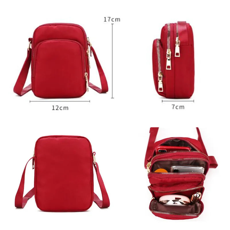 Women Crossbody Zipper Shoulder Bag Multifunction Handbag