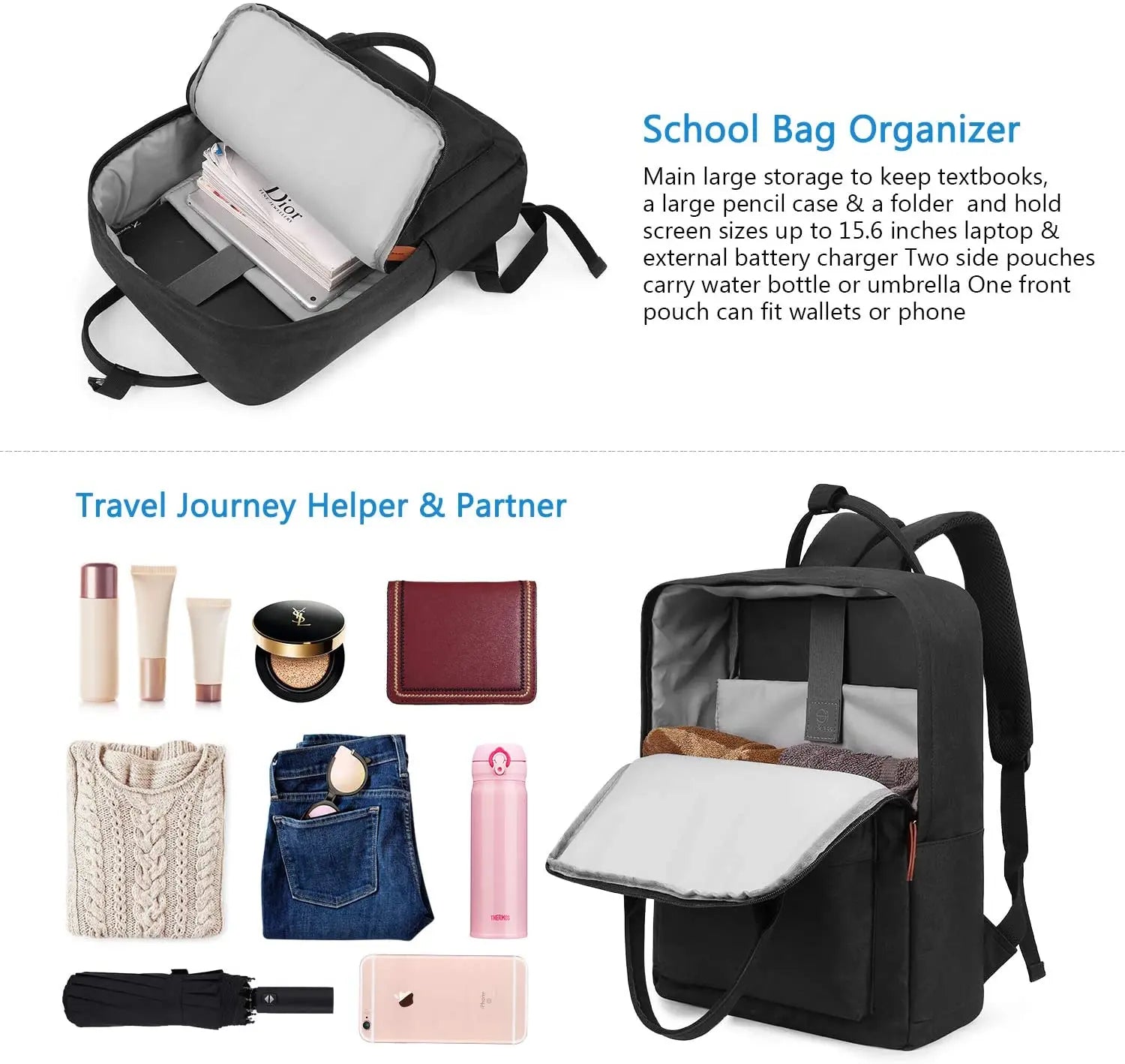 School Bags 15.6 Inch Laptop Backpack 18L Shoulder Bagpack Travel Men's Backpack