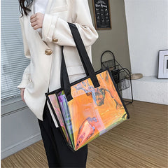 Women's Large PVC Laser Tote Beach Handbag