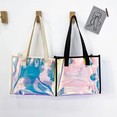 Women's Large PVC Laser Tote Beach Handbag
