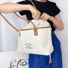Retro Canvas Shoulder Bag with PU Stitching for Women