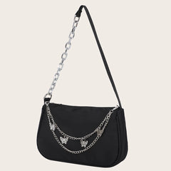 Casual Nylon Shoulder Bag with Butterfly Chain