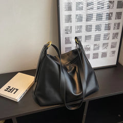 Retro Large Shoulder Bags for Women Zipper Closure Casual Shopping Totes