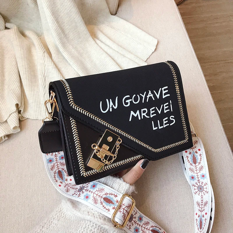 Women's Small Leather Crossbody Bag with Wide Shoulder Strap