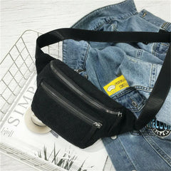 Ladies Canvas Fanny Pack Street Money Banana Phone Chest Bag