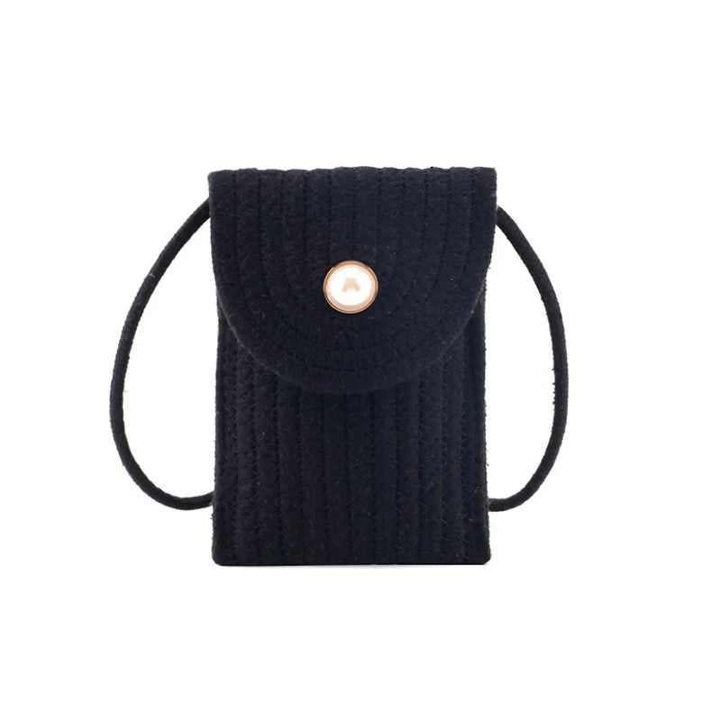 Women's Cotton Linen Shoulder Bag Mini Portable Messenger Phone Bag