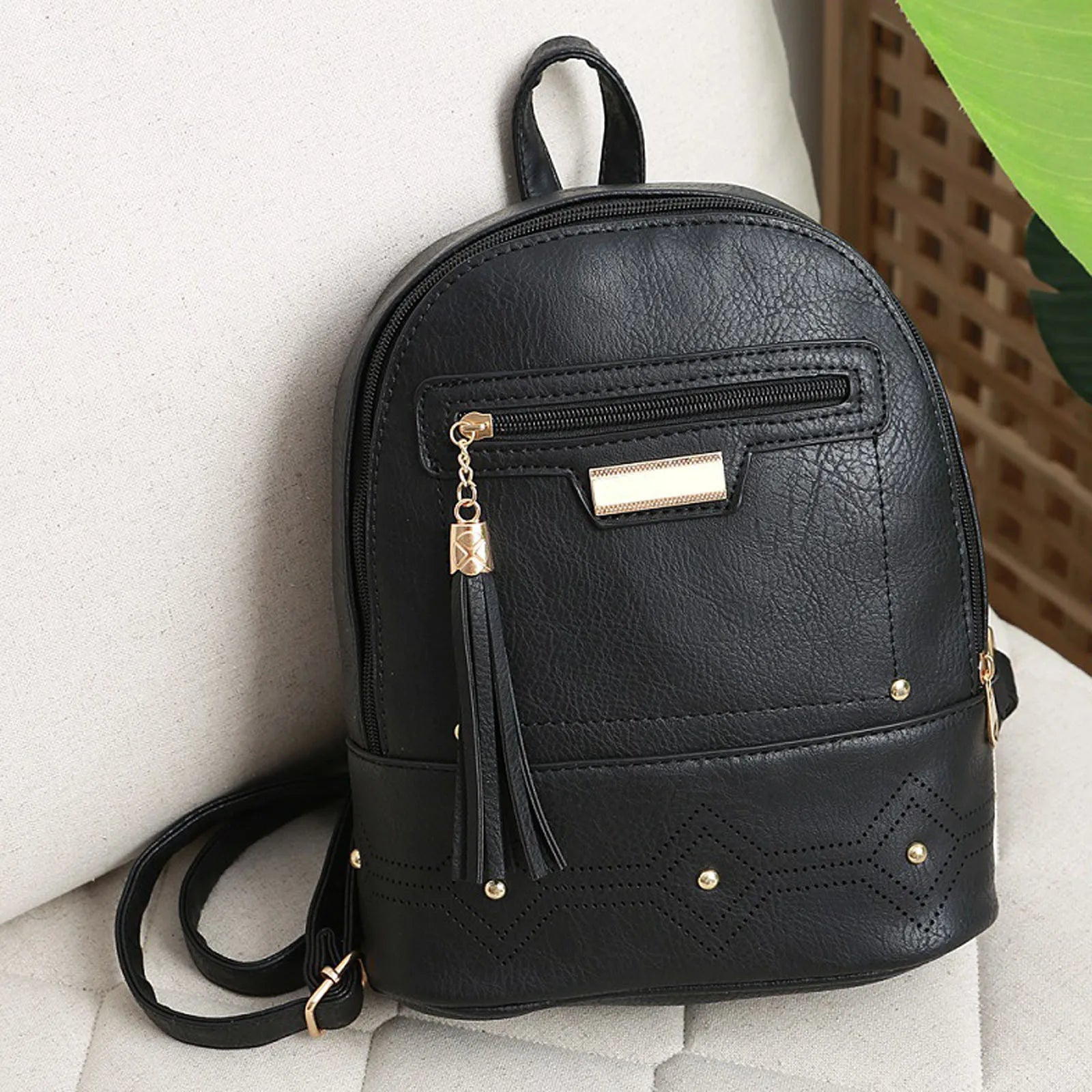 Leather Tassel Business Backpack for Men and Women