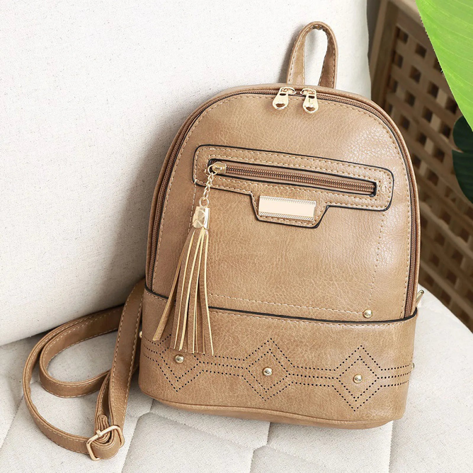 Leather Tassel Business Backpack for Men and Women