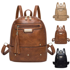 Leather Tassel Business Backpack for Men and Women