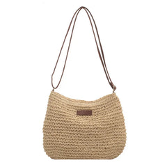 Ladies Straw Crossbody Beach Bag Woven Shoulder Handbag