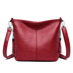 Women Crossbody Bag Leather Tassels Shoulder Bucket Purse