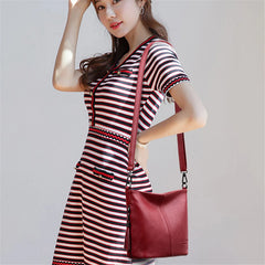 Women Crossbody Bag Leather Tassels Shoulder Bucket Purse