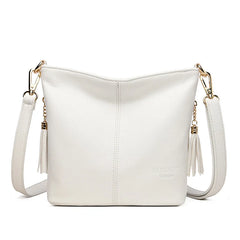 Women Crossbody Bag Leather Tassels Shoulder Bucket Purse