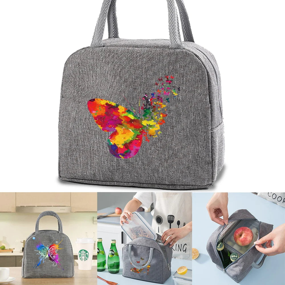 Butterfly Print Insulated Thermal Lunch Bag Handbag