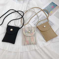 Ladies Cotton Linen Crossbody Bag with Buckle Closure