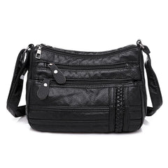 Women's Multi-pocket Messenger Bag Soft PU Leather Shoulder Crossbody Bags