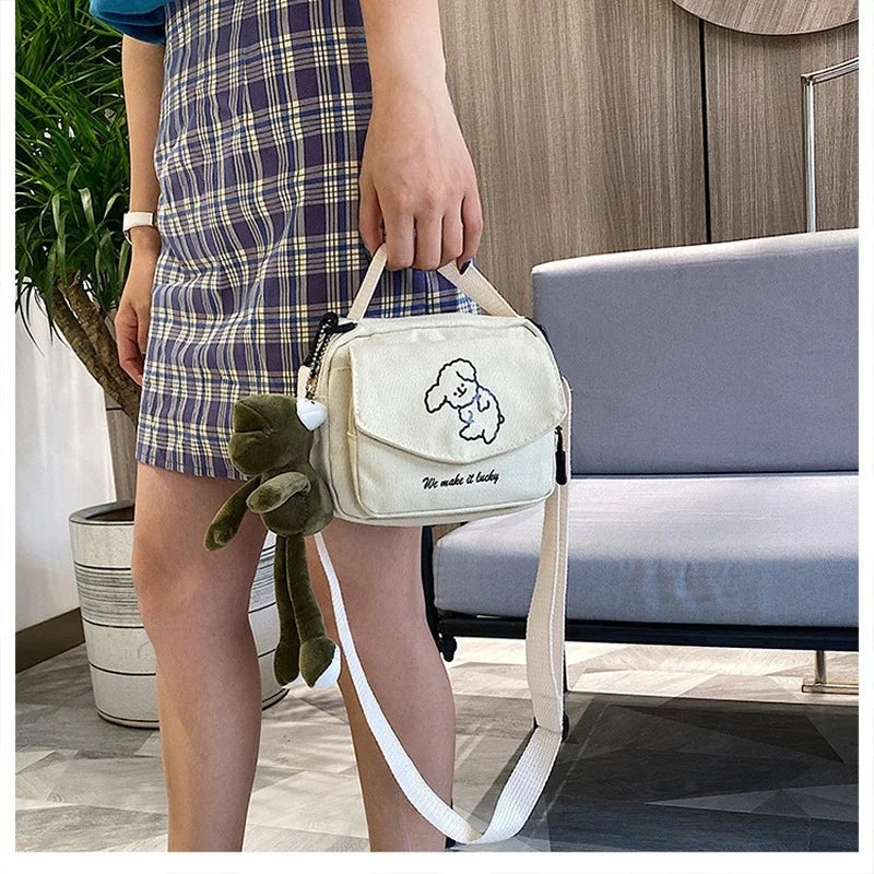 Canvas One-shoulder Diagonal Bag Cartoon Print Small Fresh