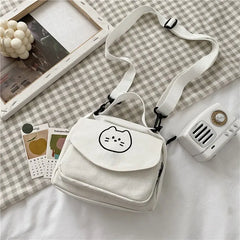 Canvas One-shoulder Diagonal Bag Cartoon Print Small Fresh