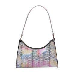 PU Leather Women's Shoulder Bag Summer Stripes Zipper Handbags
