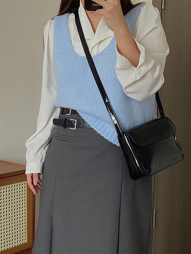 Ladies Retro Patent Leather Small Square Shoulder Messenger Bag