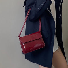 Ladies Retro Patent Leather Small Square Shoulder Messenger Bag