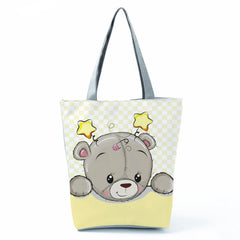 Animal Print Shopper Bag Large Capacity Travel Shoulder Handbag