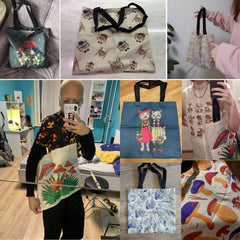 Funny Cartoon Dog Print Shopper Bag - Summer Tote Bag