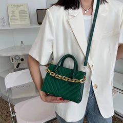 Square Pu Leather Shoulder Bag Chain Messenger Handbag