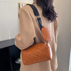 Women's PU Leather Shoulder Bag with Small Purse
