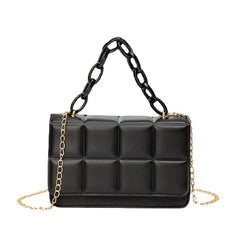 Women's PU Leather Shoulder Bag Lingge Casual Small Square Bag