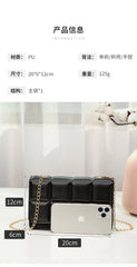 Women's PU Leather Shoulder Bag Lingge Casual Small Square Bag