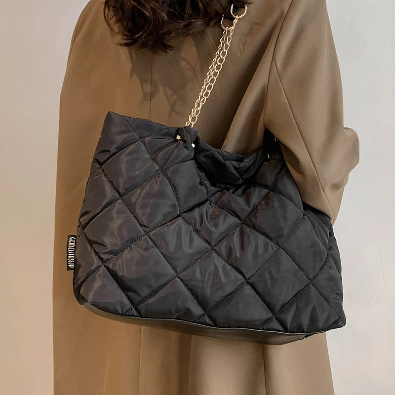 Women's Casual Shoulder Bag Winter Listing Plaid Quilted Handbag