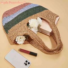 Women's Large Striped Shopping Tote Bag for Seaside Holiday