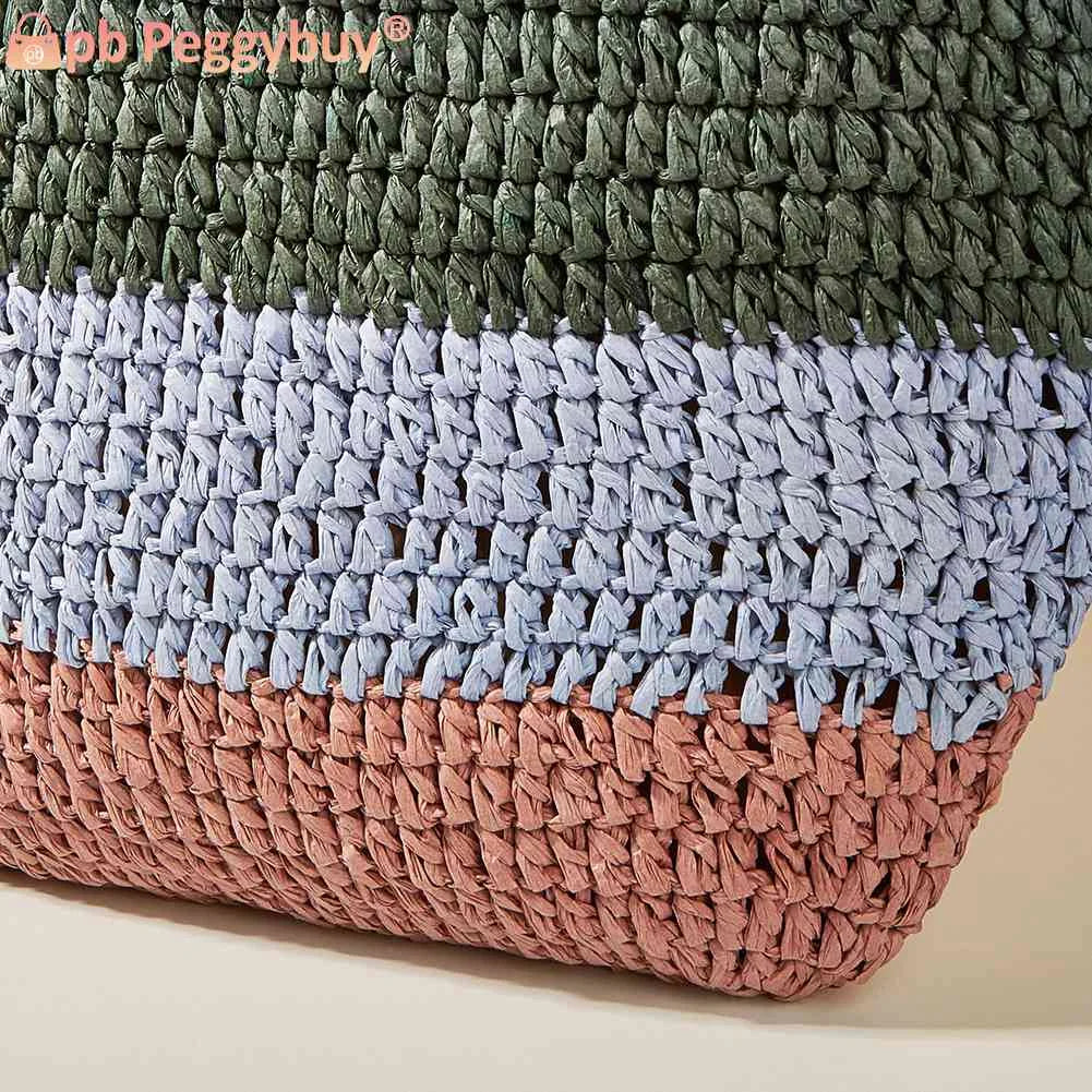 Women's Large Striped Shopping Tote Bag for Seaside Holiday