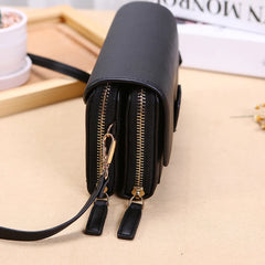 Women's PU Leather Vertical Wallet Clutch Messenger Bag