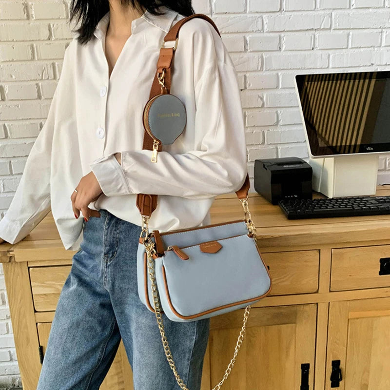 3-in-1 Small Wallet Chain Shoulder Bag Set