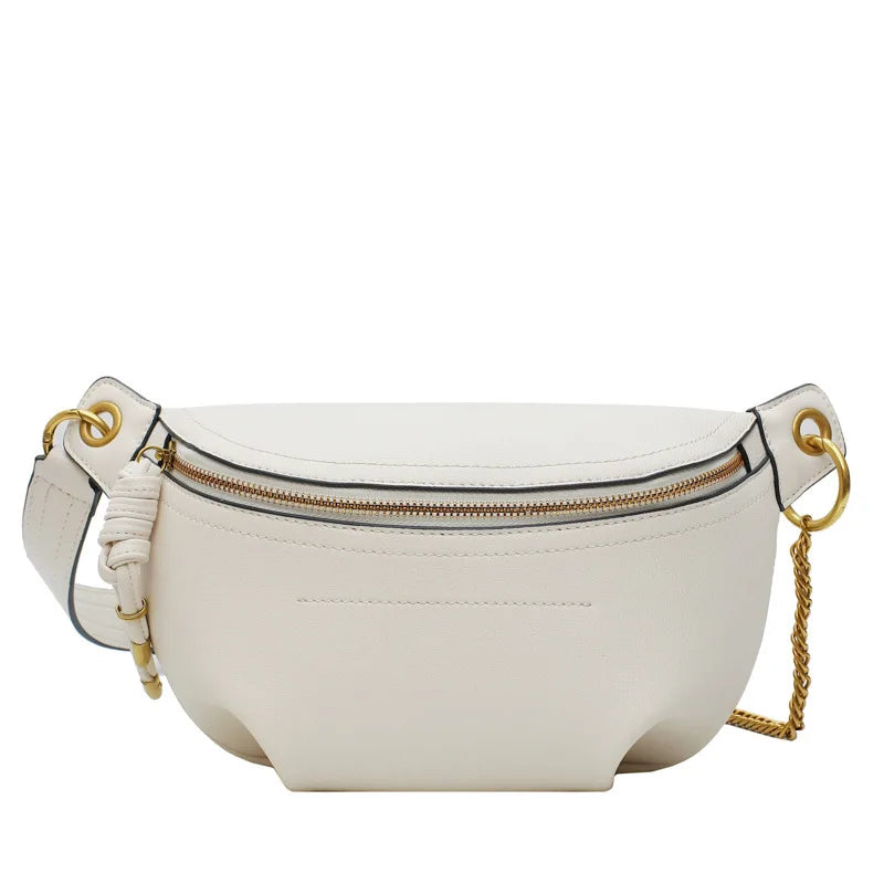 Ladsoul All-match High Shoulder Wild Chest Crossbody Bag Women Waist Packs Leath