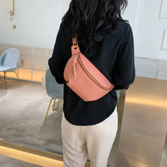 Ladsoul All-match High Shoulder Wild Chest Crossbody Bag Women Waist Packs Leath