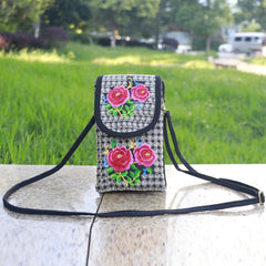 Ethnic Crossbody Cell Phone Bag - Retro Canvas Handbag